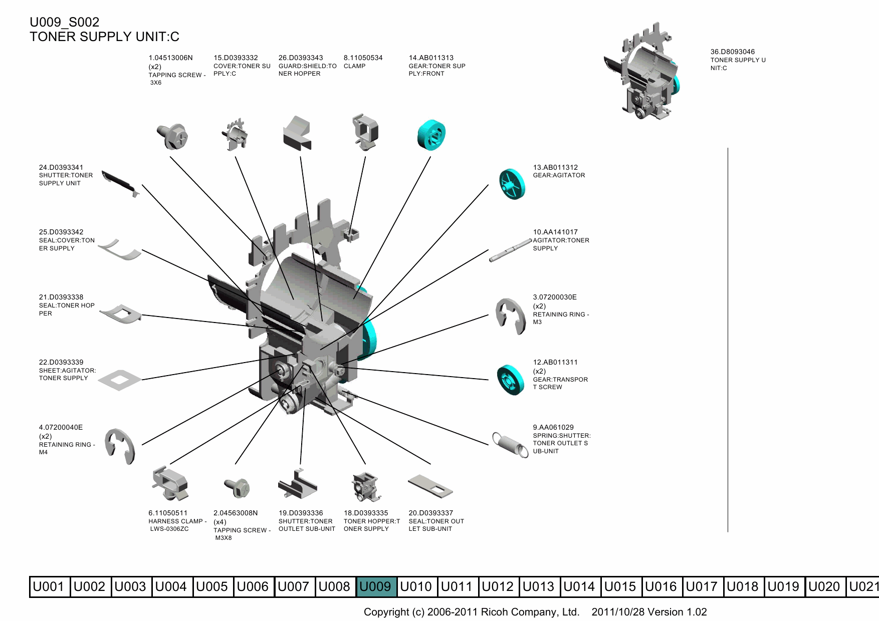 RICOH Aficio MP-C2051 C2551 D104 D106 Parts Catalog-4